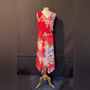 Apt 9 Red High Low Sleeveless Dress XL Midi Long Skirt NWT